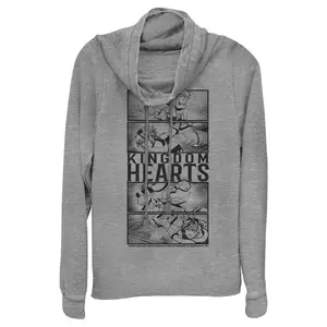 Juniors Womens Kingdom Hearts 3 Action Panels Cowl Neck Sweatshirt