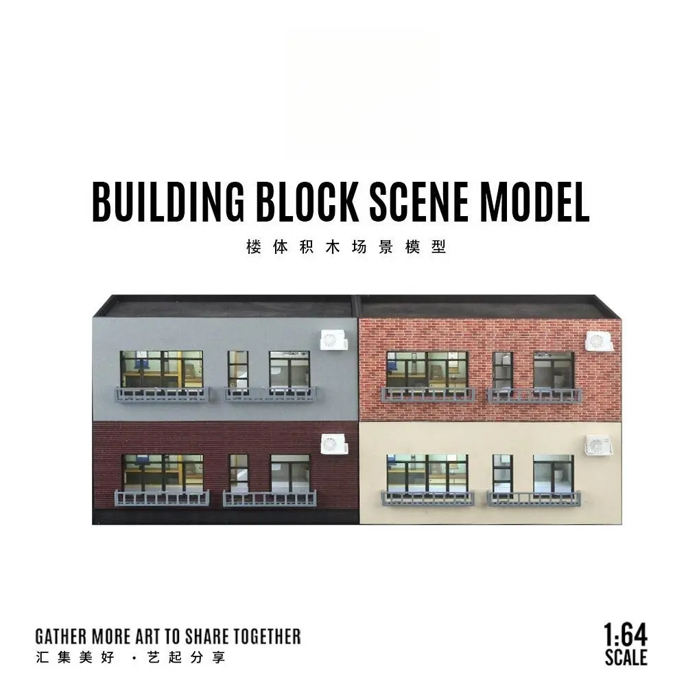 1:64 Scale Diorama City Street View Building Model with LED Lighting Car Garage Model Scene Display Building Model Collections Toys