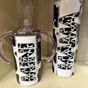 Mama/mini cow print tumbler set