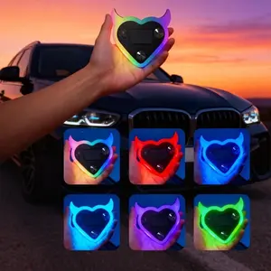 Solar-Powered Devil Heart Car Windows Ambient Light Multi-Color Switchable Easy to Install, for All Car Models, Car Decorative Light
