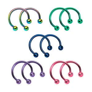 10-Pack Anodized Titanium 16ga Horseshoe Circular Barbells - Rook, Septum, Daith Body Jewelry