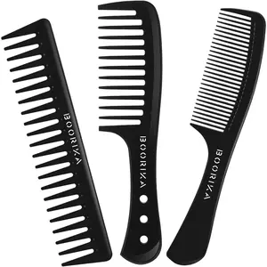 Wide Tooth Comb - Carbon Fiber Hair Comb for Curls - Pack of 3 - Heat Resistant, Anti-Static, Suitable for All Hair Types, Long Lasting, Great for Detangling and Styling