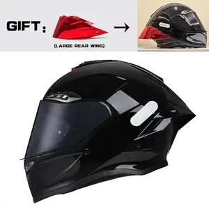 Nbtk Brand Full-Face Motorcycle Helmet, A cool big spoiler as a gift.ECE Safety Certification.Abs Material with Eps Padding, Adjustable Ventilation, UV Protection, Unisex, 3C & Dot Certified