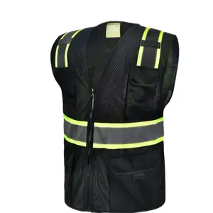 Safety Vest ,With Multi-Pocket Tool , Zipper , and Reflective Tape