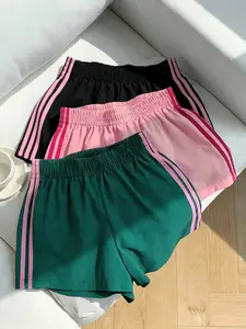 Women's Striped Loose Fit Shorts, Breathable Quick-Dry Sportswear, Summer Casual Outerwear, Elastic Waist Wide-Leg Design