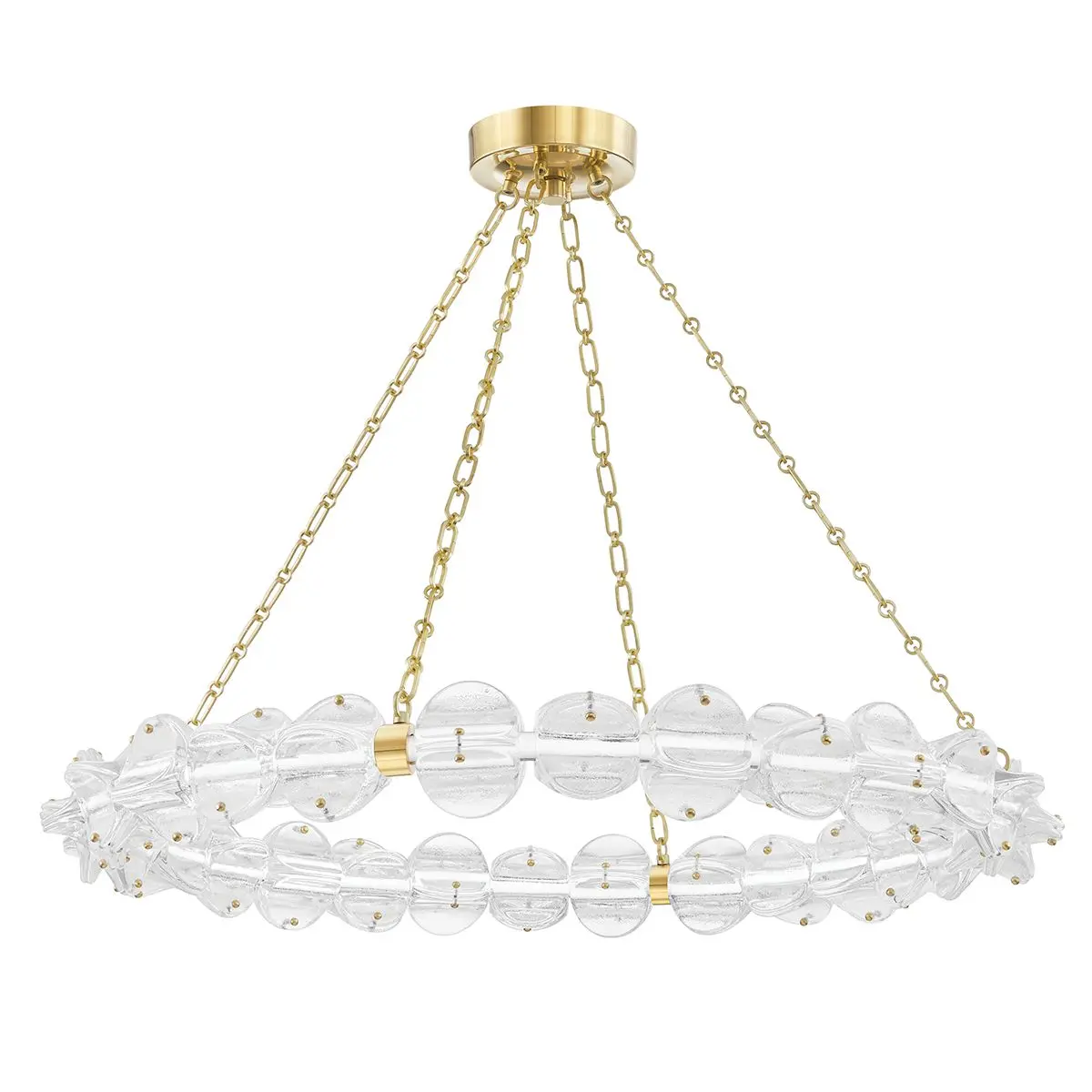 Lindley Chandelier – 3275 Lumens, Adjustable Twisted Etched Glass Shades