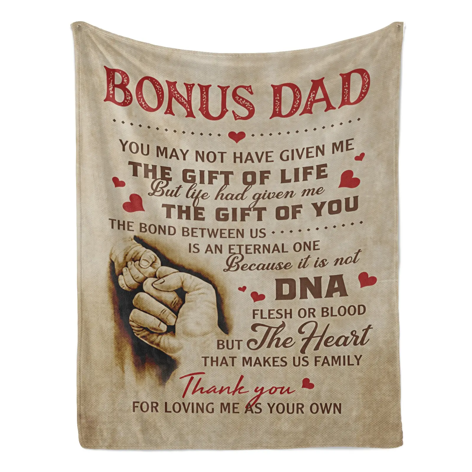 Cozy Flannel Throw Blanket - Personalized Custom Text Cuddly Graphic Child-Friendly, Multi-Size with Heartwarming Message, Thoughtful Gift for Bonus Dad, Ideal for Snuggling Home Decor, Personalized Blankets, Custom Text Blankets