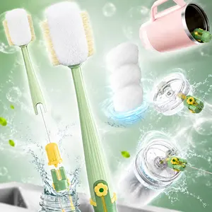 Multifunctional 5-in-1 Bottle Brush Kit, Push-Press Foaming Bottle & Straw Cleaning Brush, All-in-One Cleaning Tool for Baby Bottles, Nipples, Breast Pumps and Drinking Cups