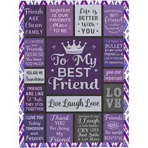 To My Best Friend Flannel Throw Blanket, Meaningful Friendship Gift for Women Men, Perfect Birthday Christmas Present for Bestie with Love & Support