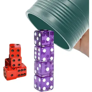 Dice Stacking Cup Green Set with 4pcs 19mm Purple and 5pcs 18mm Red Standard 6 Sided Dices, with Storage Bag and Magic Tricks Instruction
