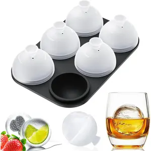 Whiskey Ice Ball Mold - 1.8 Inch Silicone Maker With Individual Lid for Easy Fill  Release - 6 Round Sphere Molds for Cocktails  Bourbon Ceramic Butter Dish Wooden door storage organizer shoe rack glass container diva senior boxes iewelry makeup and