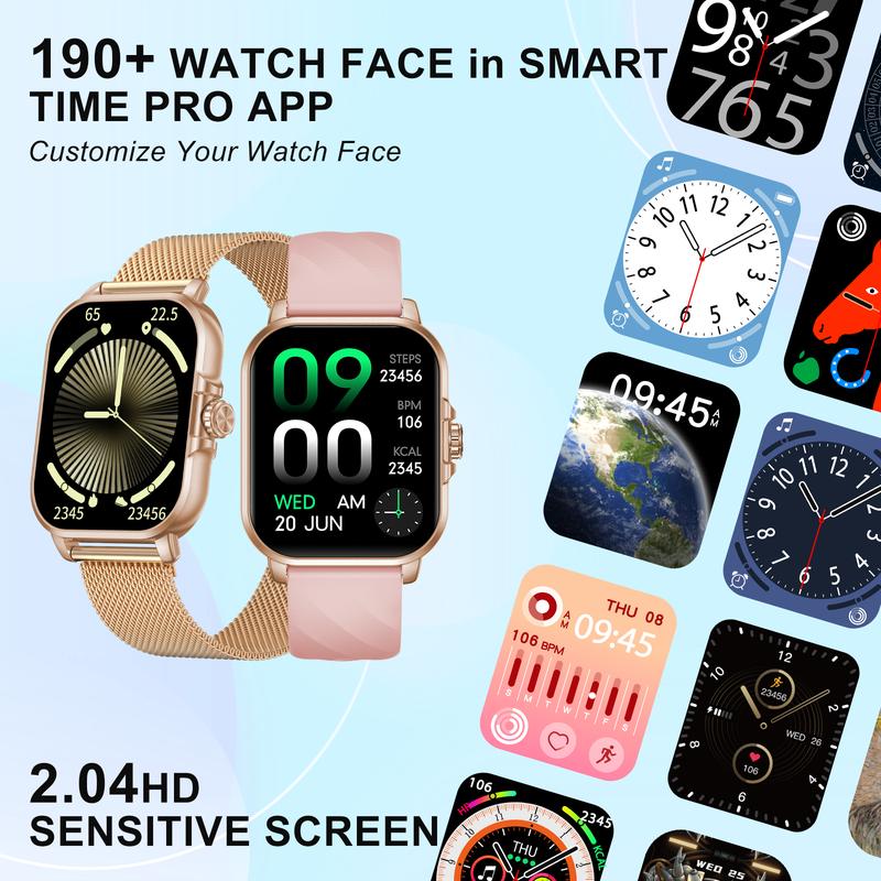 WSQ Smart Watches for Women & Men IP68 2.04 HD Touch Screen Fitness Tracker with ChatGPT AI Voice 3 Bands Step Counter Heart Rate Sleep Monitor Bluetooth GPS Wi-Fi Compatible Android iOS Multifunction Wearable Black