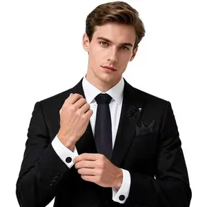 Mens Tie Set Classic Tie Pocket Square Cufflinks Lapel Pin with Gift Box Sets Suit Accessories for Men