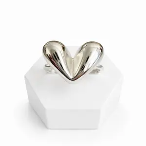 Stainless Steel Heart Ring – Adjustable Minimalist Love Ring