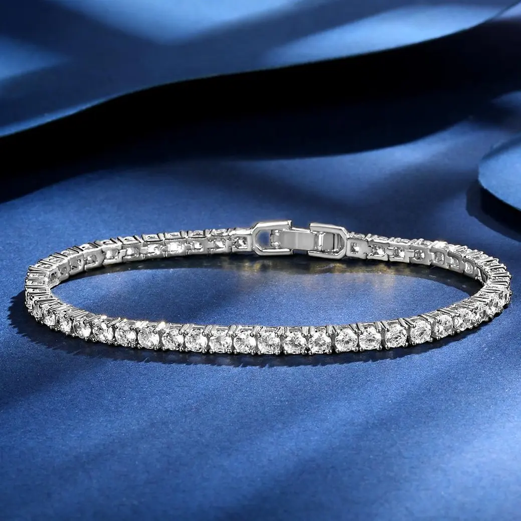GEMSME 4mm Round-Cut Cubic Zirconia Tennis Bracelet, Exquisite Jewelry Bracelet for Women, 6.5/7/7.5 In Accessory BC-362676, Exquisite Bracelet