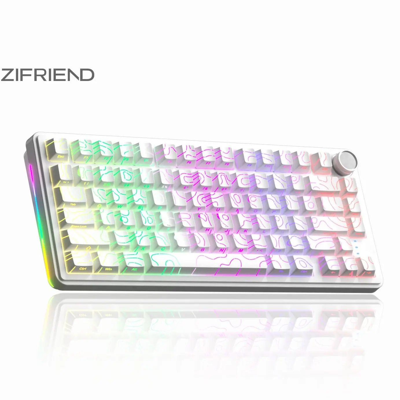 FURYCUBE x ZIFRIEND RX75 Pro Wireless Mechanical Creamy Gasket Keyboard with Knob, 75% Layout, RGB Light, 3-5Pin Hot Swappable Gaming Keyboard, Tri-Mode Type-C/2.4G/Bluetooth, for PC/Mac/Linux, Music Rhythm, Office, Career Women, Backtoschool