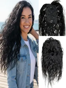 Hair Toppers for Women 12 Inch 8x12cm Kinky Straight Human Hair Topper Clip in Hair Pieces for Thinning Hair Crown Coverage Natural Black Brown Human Hair Wigs