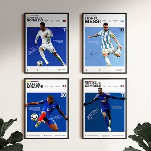 Messi Poster Ronaldo Poster MBappe Poster Dembele Poster Bundle, Soccer Wall Art Print, Football Digital, CR7 Messi Mbappe Gift - set of 4