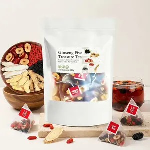Kidney Tea Six Treasure Tea Formula Ginseng Herbal Tea for Men & Women, Mulberry Red Date Detox Tea Bags, Traditional Herbal Wellness Blend, Daily Cleanse Tea, 20/40/60 Bags