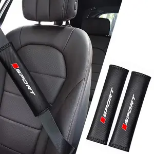 2 Piece Car Interior PU Leather Carbon Fiber Seatbelt Shoulder Pads, Car Interior Accessory, Comfortable Sports Cushion, Enhanced Pressure Relief, Fashionable Durable Design