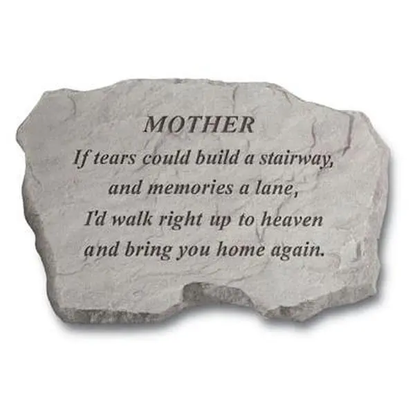 212 MAIN Weatherproof Cast Stone Memorial Plaque for Mother, 16x10.5x1.5in Engraved Wall-Mount Decor with Hangar Cast Into the Back, Rough Texture Outdoor Garden Statues & Sculptures