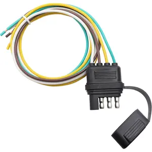 25 Inch 4-Way 4 Prong Trailer Wiring Harness Plug Male End Replacement Connector for Trailer Hitch Wire Multi-Purpose Ship Lamp Dust Cover with Trailer Side 4-Pin Trail Lamp Plug