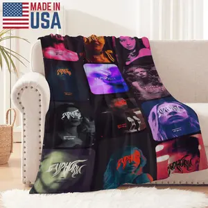 Y2K Retro Euphoria: Seasons 1 & 2 &3 Blanket, Rue Bennett Retro Maddy Perez Gen Z Angst Halloween Decor Spooky Halloween Blanket Plush Cozy Fleece Blankets fSoft for All Seasons Blankets Throw Blanket Birthday Anniversary Holiday Christmas Halloween