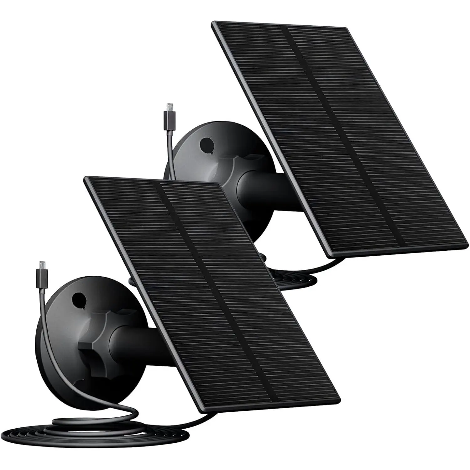 2W Solar Panel for  Camera, USB Solar Panel for Camera, USB Solar Panel Charger, 360?Adjustable  USB Solar Panel for Outdoor Camera, Black (2 Pack)