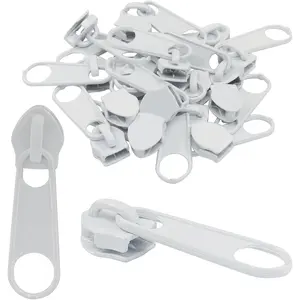 100 Pack #5 Zipper Sliders Replacement, White Zipper Pulls Bulk for Nylon Coil Zippers Repair Kits for Luggages Jacket Purses Bags