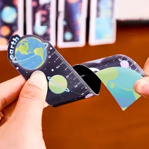 15cm Creative Planet Pattern Ruler, Flexible Multi-Functional Measuring Tool, Durable and Clear Scale, Perfect Bookmark, Fashionable Design