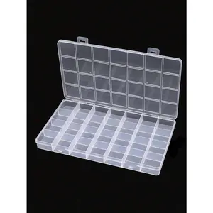 1pc 28-Grid Transparent Plastic Storage Box, Suitable For Organizing Beads, Jewelry, Fishing Tackle And Craft Supplies - Great For Back To School, Holidays, And DIY Projects - Made Of Durable PP Material, Ideal For Christmas, Thanksgiving A