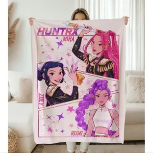 Huntrx Starlight Girl Comic Flannel Blanket, Anime Character Theme Warm Throw, Perfect for Friends, Family, Party Decor, Sofa, Bedroom, Living Room, Throw Blankets,Demon Hunters Kpop Merch