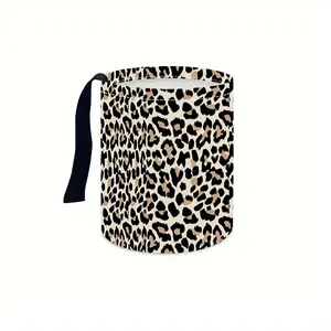 Car Trash Bin, PVC Fiber Car Interior Garbage Box, Leopard Print Car Decoration, Hanging Trash Bag for Inside The Car, Suitable for Kitchen Camping, Car Waste Organizer.