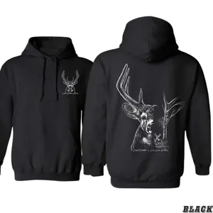 Deer Skull Hunting Hoodie – Buck Head Graphic Pullover, Rustic Outdoor Sweatshirt for Hunters