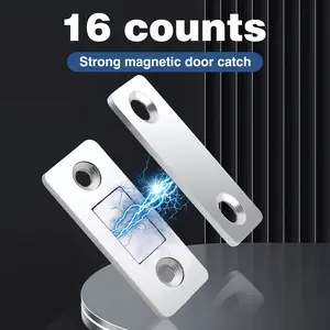 16 Counts Cabinet Magnetic Catch without Punching, Rust-Proof Steel for Bathroom Use