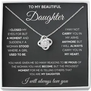 Mother Daughter Necklace Gift From Mom and Dad with Message Card and Gift Box. Gift for Daughter Jewelry Pendant Father Daughter