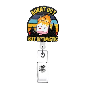 Letter Pattern Retractable Badge Reel, 1/20pcs Acrylic ID Holder with Clip for Nurses, Doctors, Students & Office Staff, Identification Badges & Supplies