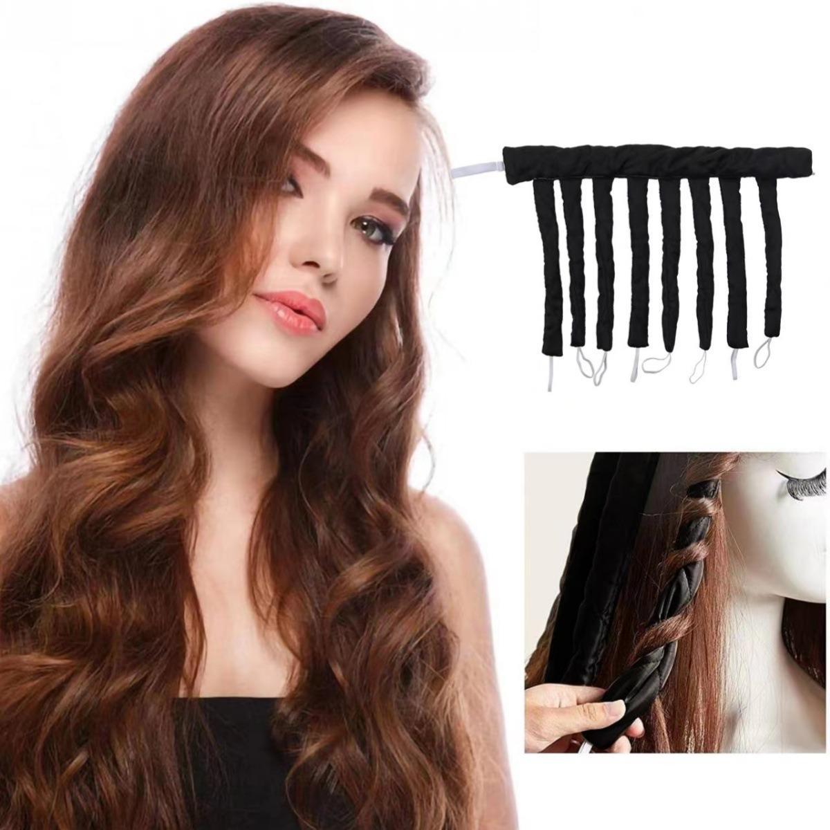 Heatless Curling Rod Headband for Long Hair, Soft Satin No Heat Hair Roller with 8 Detachable Claw Straps & Adjustable Headband Overnight Curlers to Create Natural Waves and Curls for Women and Girls Hair Styling Tool
