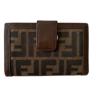 Pre-owned FENDI Wallet Small Leather Goods FF zucca monogram kisslock authentic with COA