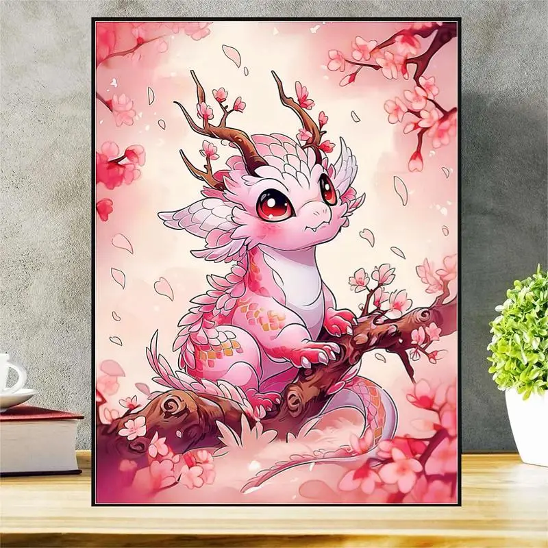 Cartoon Dragon Pattern Diy Artificial Diamond Art Colorful Painting Without Frame, Diy Decorative Art Picture for Beginner, Diy Home Decor, Decorative