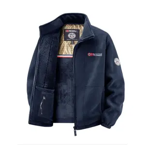 Men's Winter Thermal Lined Jacket Fleece Lined Thickened Graphene Warm Polar Fleece Coat, Casual Long Sleeve Outerwear for Cold Weather