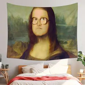 60in x 40in   tapestry 1pc Mona Lisa Funny Poster Tapestry, Durable Woven Polyester Wall Flag, Pop Art Home Decoration for Living Room, College Dorm, Indoor Use, No Electricity Needed, 85gsm  poster  home decor banner wall art bedroom