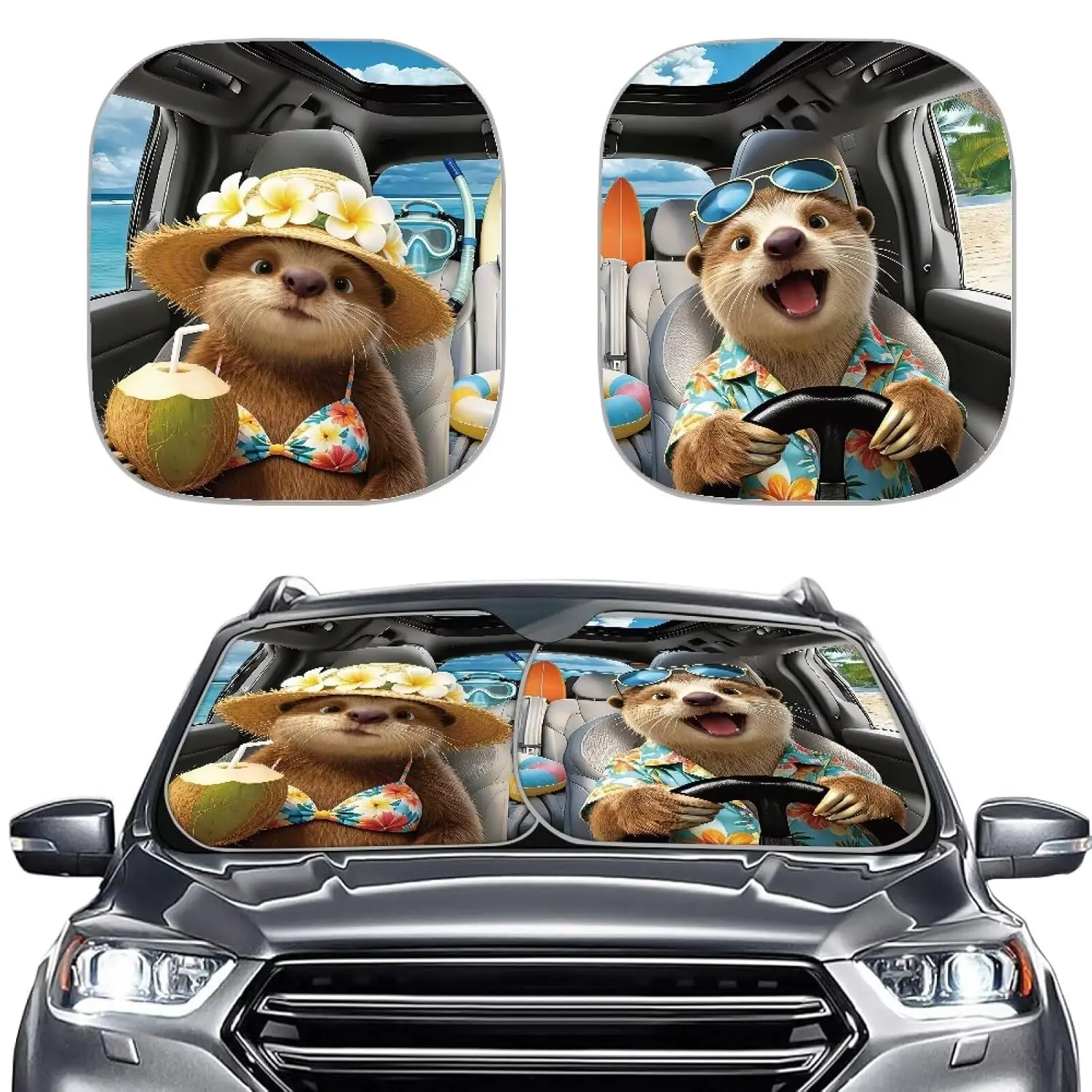 Cute Sloth Car Sun Visors for Windshield Funny Front Windshield Sun Blocker for SUV Truck Van Sedan Vehicle Window Sunshade Car Interior Accessories Sun Protection