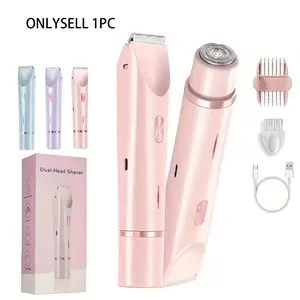 Women's Electric Shaver & Bikini Trimmer 2-In-1, Underarm Trimmer, Leg Trimmer, High Quality Trimmer, Hair Removal, Smooth, Dual-Head, USB Rechargeable, Stainless Steel Blade, /blue/ Options, Durable, Portable Hair Trimmer