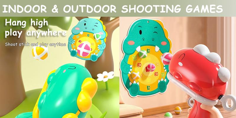 TTZZ Dinosaur Ball Shoot Target Catapult - 12 Sticky Balls Toy for Parent-Child Interaction, Indoor Darts for Boys and Girls