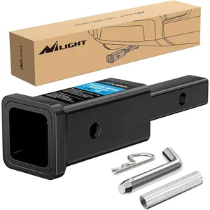 Nilight Trailer Hitch Receiver Extender Adapter Reducer 1-1/4 to 2Inch Hitch Adapter 6-1/2 inch Extension Sleeve Convertor 350Lbs with 1/2-Inch Diameter Pin and Clip with 5/8-Inch Adapter