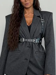 Women's Punk PU Leather Underbust Corset Belt, Gothic Adjustable Waist Cincher, Fashionable Casual Waistband for All Seasons, Faux Leather Belt