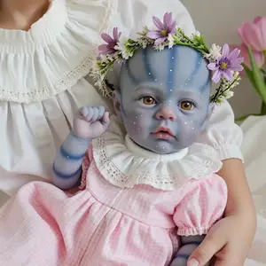 12inch Reborn Baby Doll Avatar Soft Body Vinyl Realistic Sleeping Newborn Dolls Painted Hair Real Life Elf Baby Dolls Toy for Kids Age 3 +