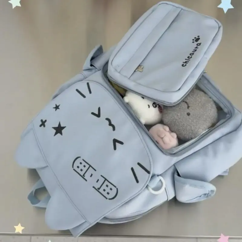 Cute Cat Cartoon Japanese Backpacks Large Capacity Student Bookbags Transparent Pockets Harajuku Ita Bags Kawaii Schoolbag Women