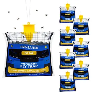 8 Fly Traps Outdoor Hanging Disposable, Bee Traps for Outside, Fly Bait Hunter Traps Control Insecticides Insect Repellents Outdoor, Ranch Fly Traps for Mosquitoes Carpenter Bees Wasps